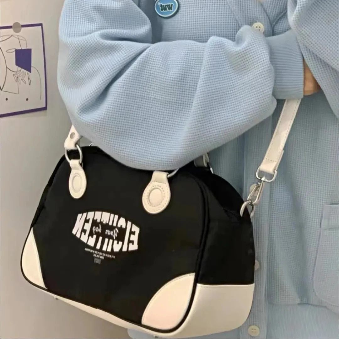 HAEX Vintage Womens Bag Trend LA Style Fashion Large Capacity Boston Casual Daily Nylon Crossbody Shoulder Bolso Mujer 241111