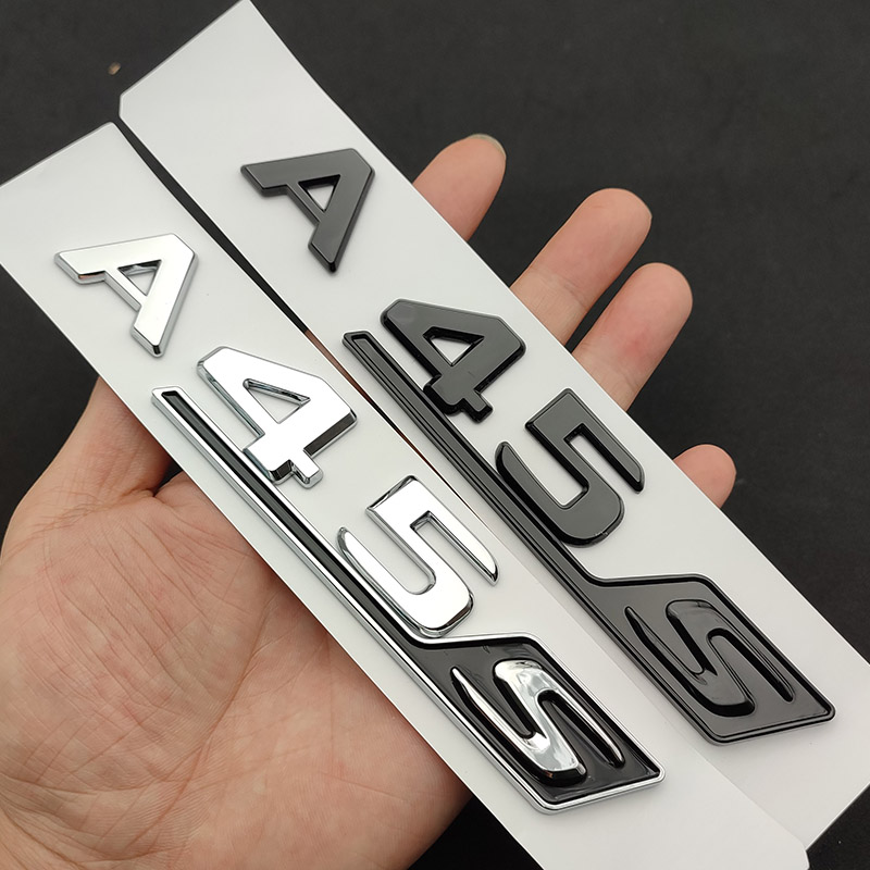 3d ABS Chrome Black A45 S Emblem Sticker Trunk Car Letters Turbo 4matic Badge For Mercedes A45S AMG W177 Accessories