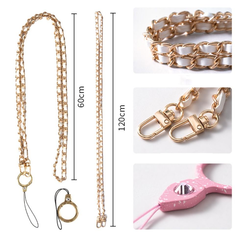 1Pc Anti Loss Metal Leather Crossbody Phone Strap Cellphone Hanging Rope Hanging Neck Phone Chain Mobile Phone Pendant