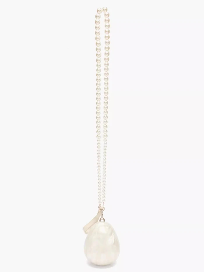 Women Acrylic egg bag cute pearl Evening Clutch Bag with beaded strap For Wedding Party purse And Handbag er 241112