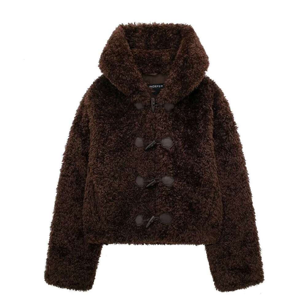 shanshi fur coat women autumn fashion knot buckle fur effect short coat jacket women's jacket