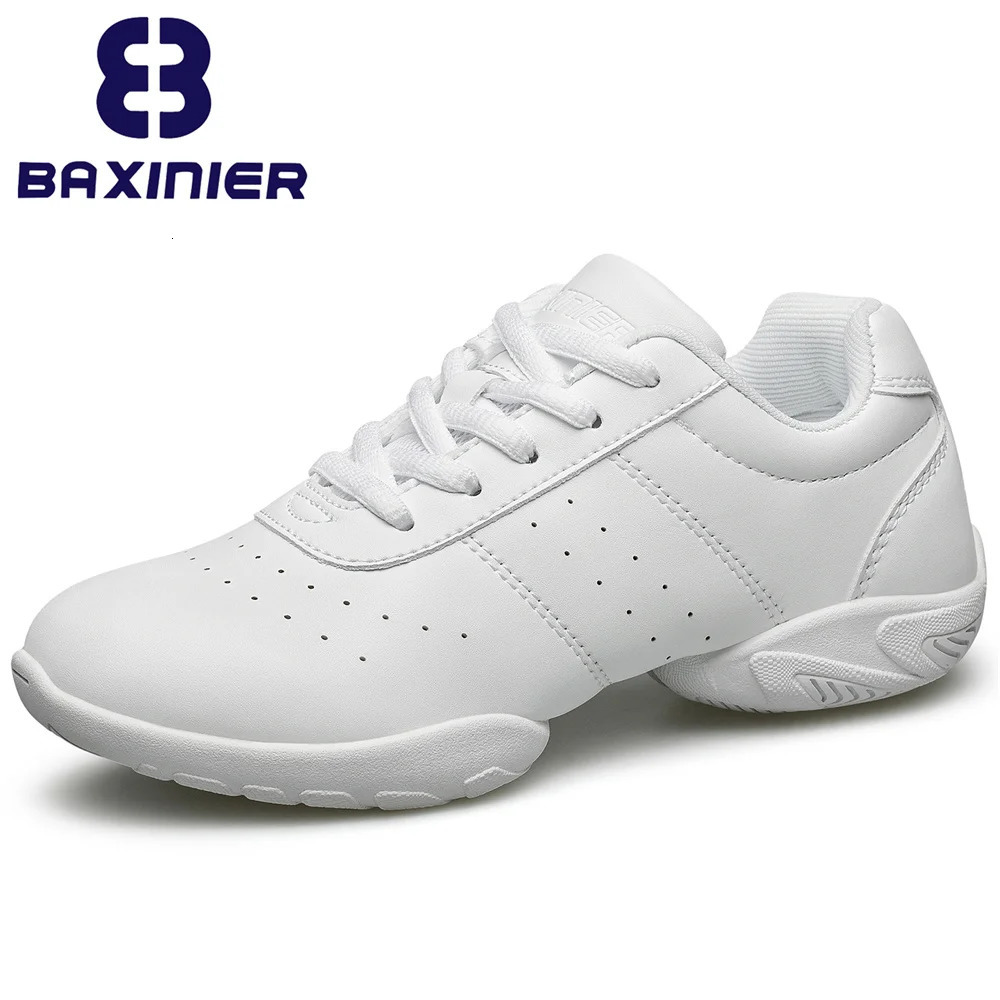 BAXINIER Girls White Dance Shoes Jazz Sneakers Youth Cheerleading Shoes Sports Training Tennis Childrens Athletic Aerobic Shoes 241111