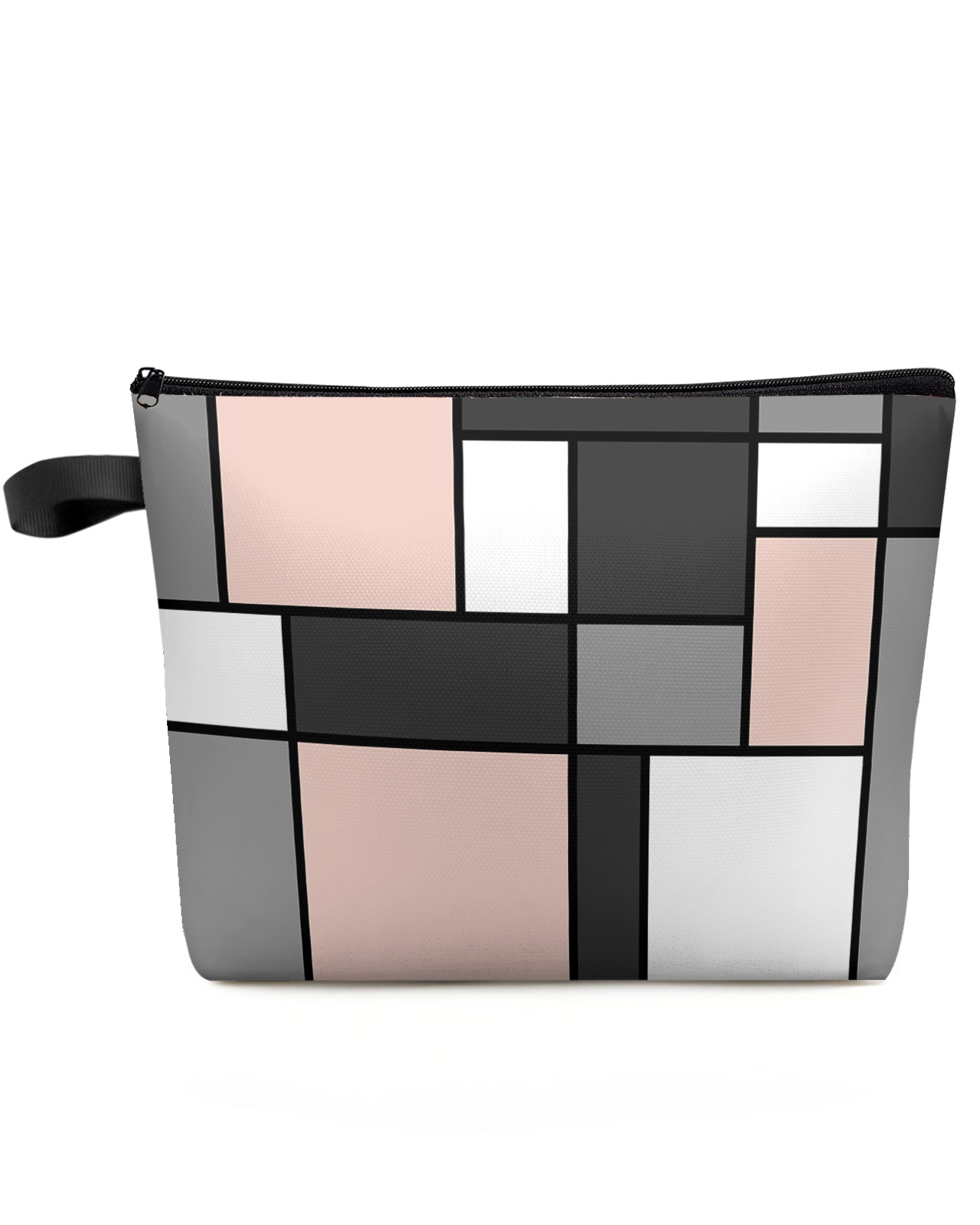 Geometric Figures Blush Pink Abstract Cosmetic Bag Portable Makeup Pouch Women Waterproof Bathroom Multifunctional Washbag 626b1