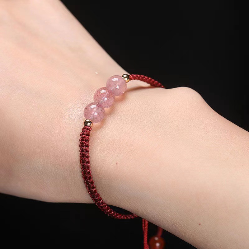 Chinese Style Handmade Strawberry Crystal Couples Bracelet Trendy Design Red Rope for Luck and Love Ideal Gift for Best Friends 8ae3e