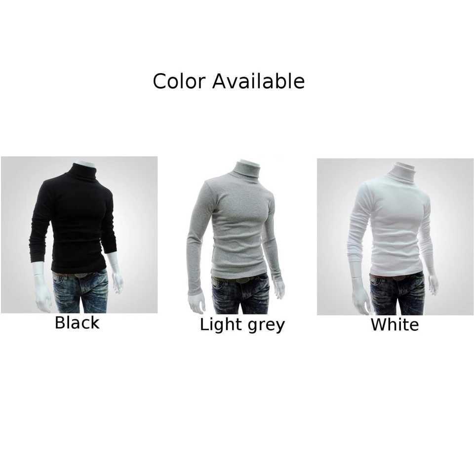Mens ultra-thin navy blue collar long sleeved shirt with warm and elastic knit sweater tight fitting and slim fit high neck casual mens clothing W2411