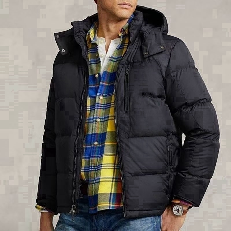 Designer Hooded Jacket, Pony Embroidery Cotton Thickened Warmth Men's Polo Down Hoodie Fashion Casual Jacket