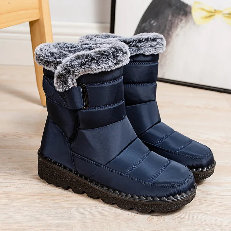 Womens waterproof winter boots fur long platform snow boots warm cotton couple shoes plush ankle boots Botas 241111