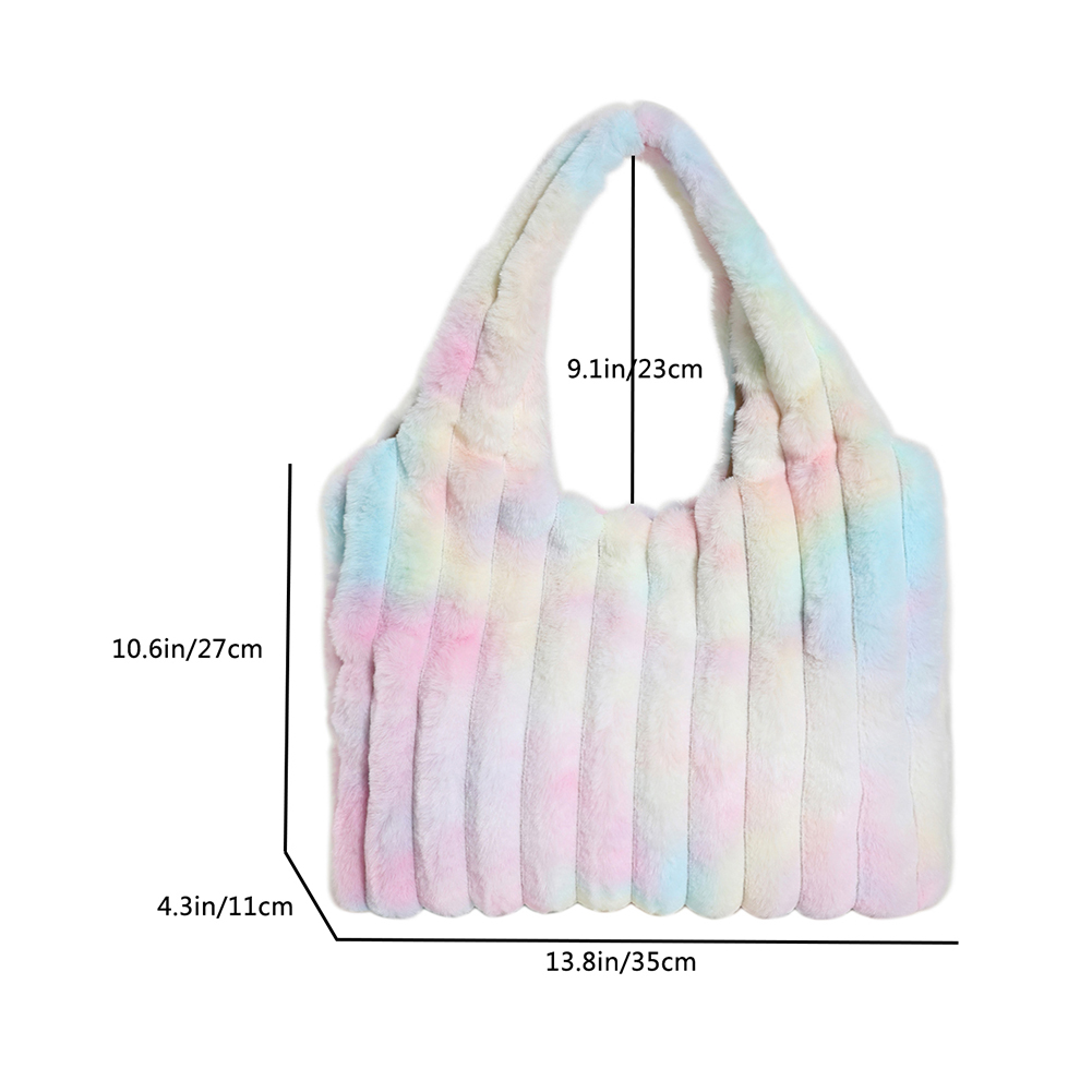 Women Gradient Handbag Soft Tie Dye Tote Handbag Lightweight Fluffy Tote Bags Large Capacity Versatile Slouchy Shopper Bag