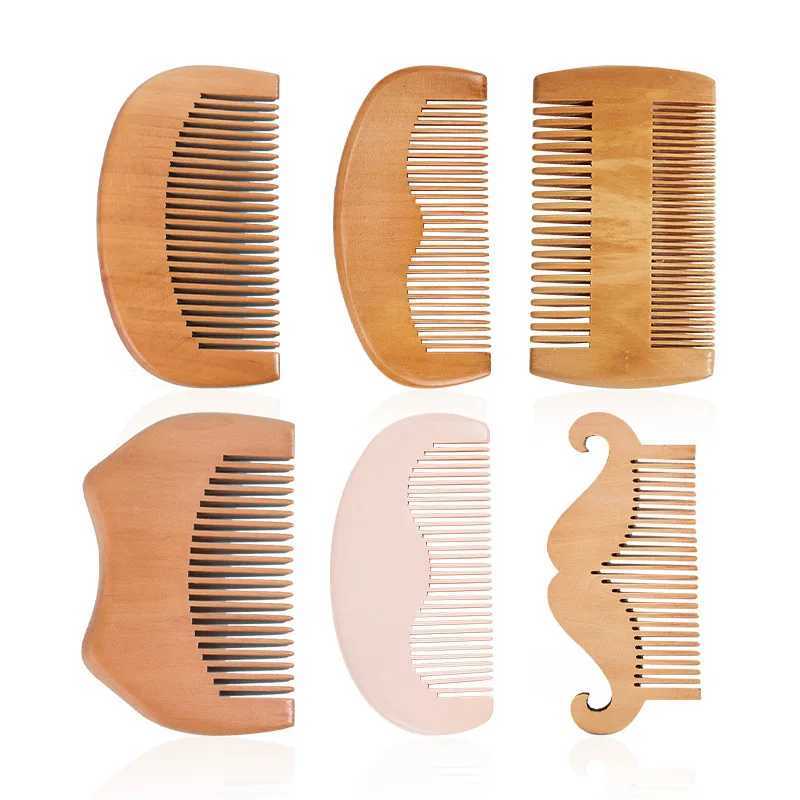 Pocket wood comb natural peach wood ultra narrow toothed wood comb anti-static beautiful beard wave comb W241112