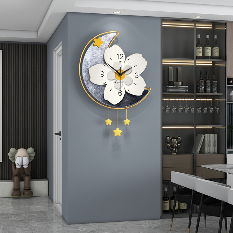 Modern Simple Wall Clock Living Room Home Flower Wall Clock Art Creative Stylish Digital Silent Large Reloj De Pared Home Decor
