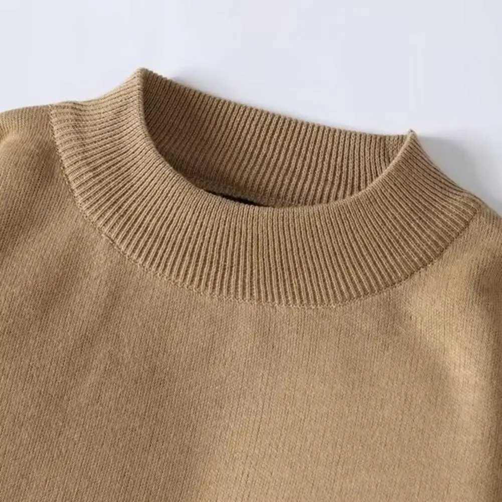 Autumn and Winter Mens Half Collar Solid Color Wool Sweater Top Soft Long Sleeve Warm Sweater Mens Wear W2411111