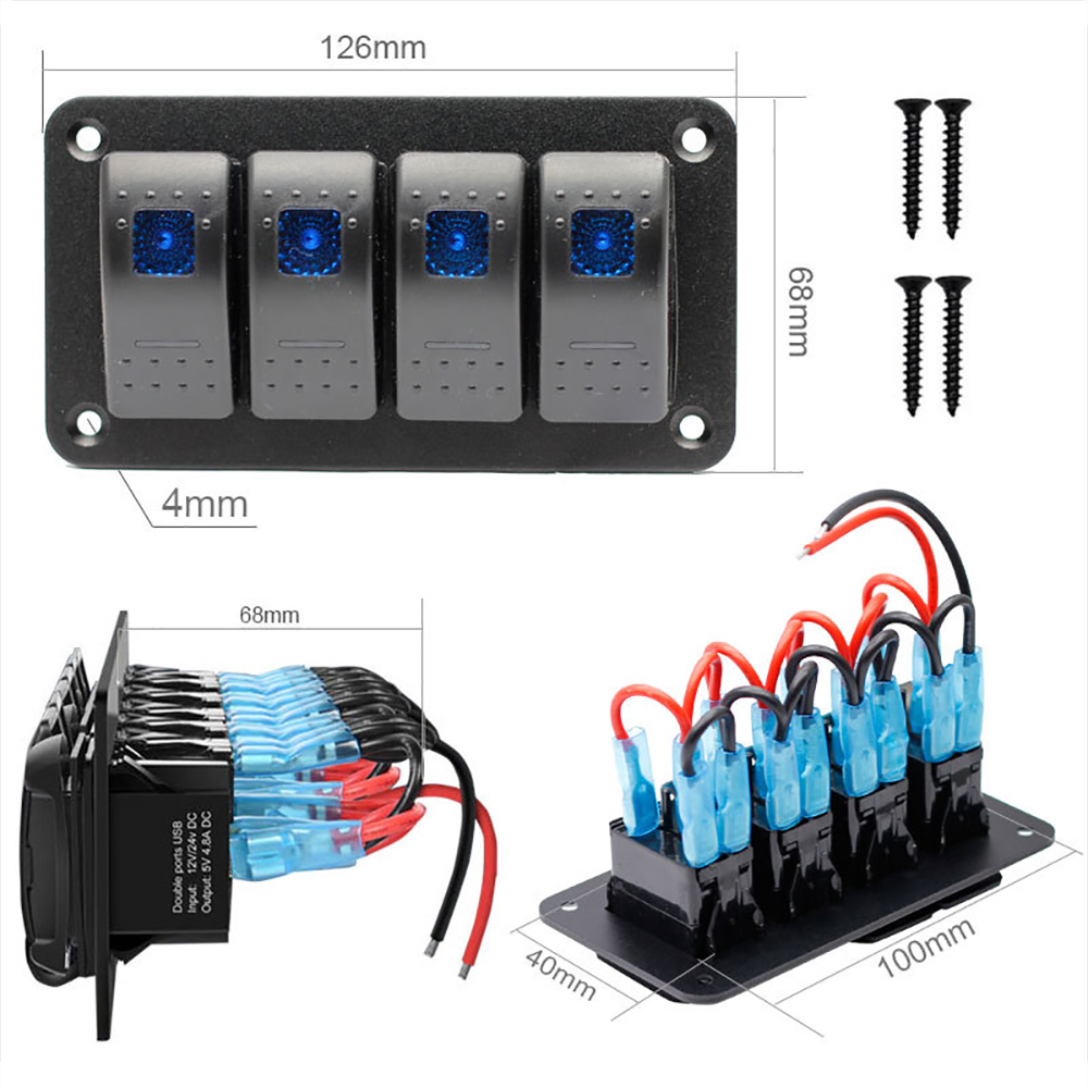Control LED Light Boat Rocker for Marine RV Caravan Car Switch Panel Auto Replacement Parts