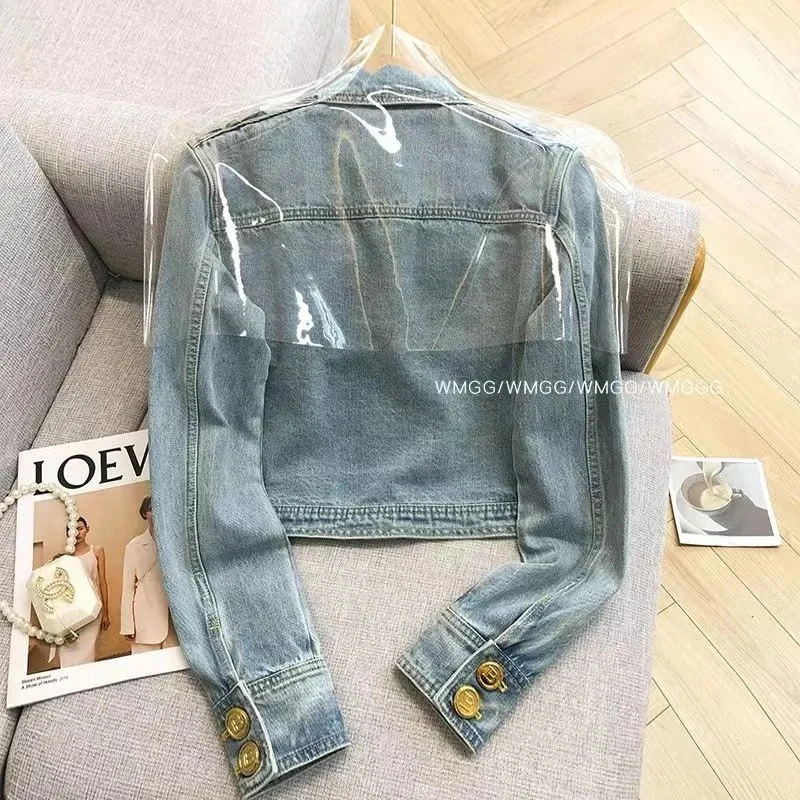 Short Heavy Industry Denim Jacket Korean Laundry Fashion Short Style Temperature Top Metal Buckle Denim Jacket 241112
