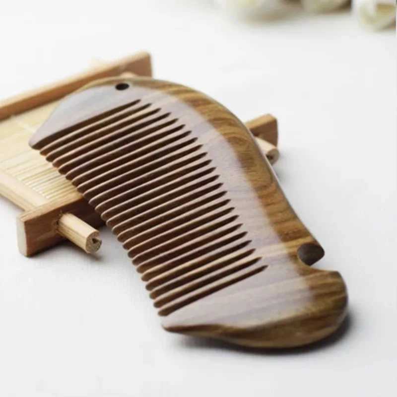 Green sandalwood comb 3cm fish comb Green sandalwood comb support carving anti-static wood comb 3 * 5.7 * 3cm W241112