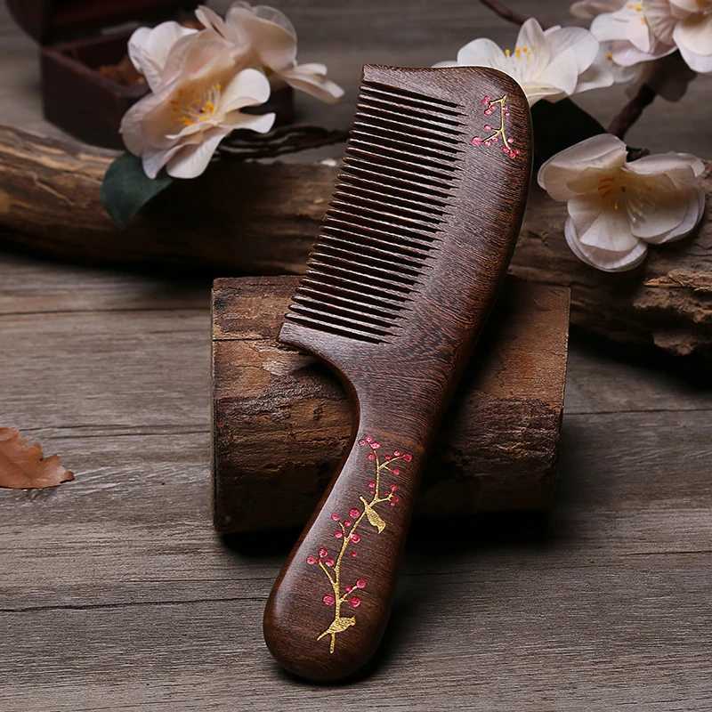 Pcs natural sandalwood comb anti-static exquisite hair comb handle massage comb travel hair care hairstyle holiday gift W241112