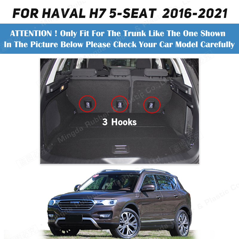 Auto Full Coverage Trunk Mat For HAVAL H7 5-Seat 2016-2021 20 19 Car Boot Cover Pad Cargo Liner Interior Protector Accessories 4c076