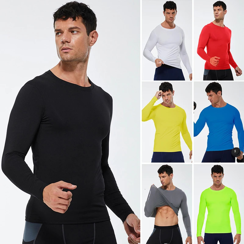 Autumn Winter Compression T Shirts Men Long Sleeve Casual Tops Slim Gym Running T Shirt Quick Dry Tees Man Clothing 2XL 241112