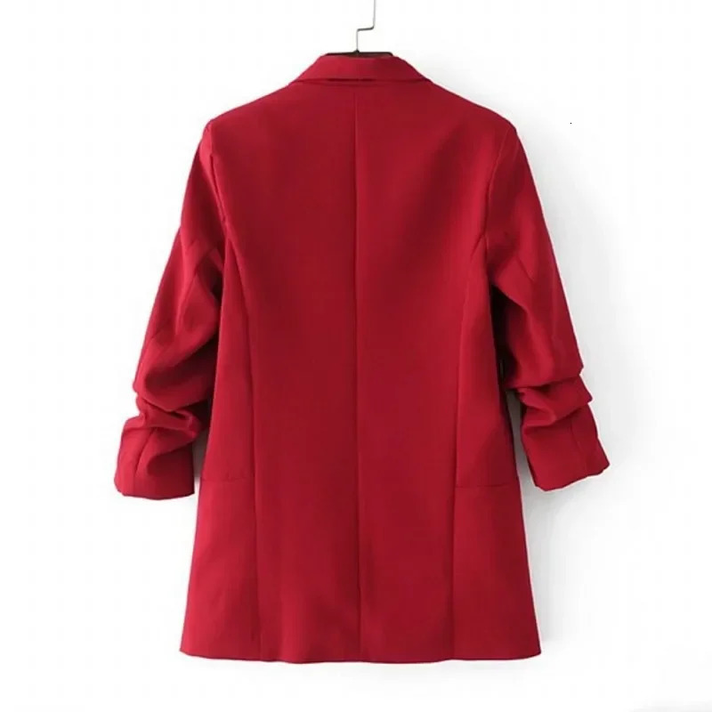 Spring womens business suit casual suit womens long sleeved ultra-thin plus size suit red ultra-thin fit jacket womens office clothes 241111