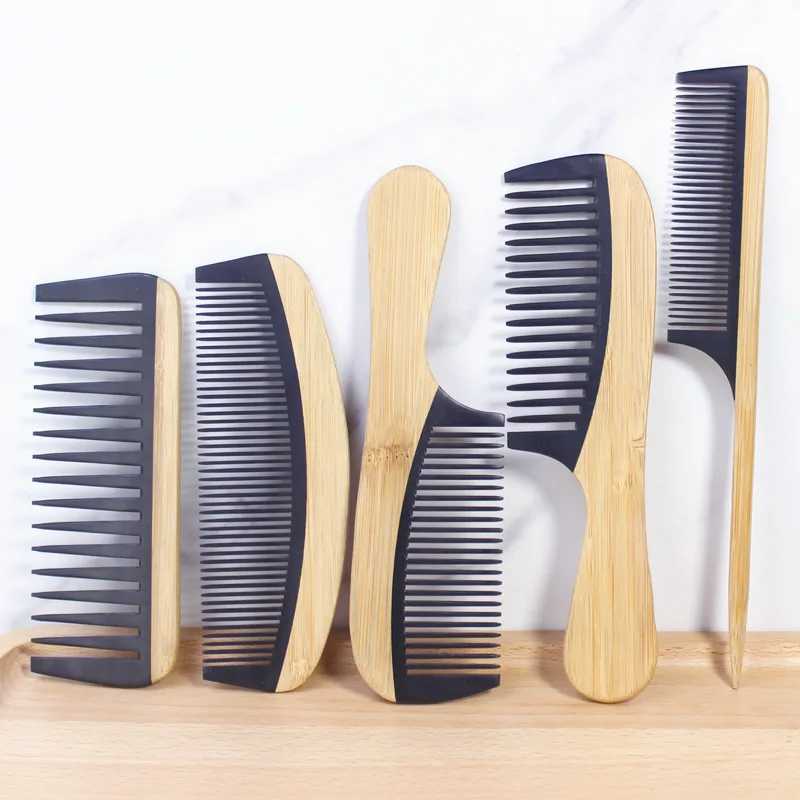 Natural bamboo and wood tail hair comb anti-static hair care health massage near tooth comb professional barber styling tool W241112