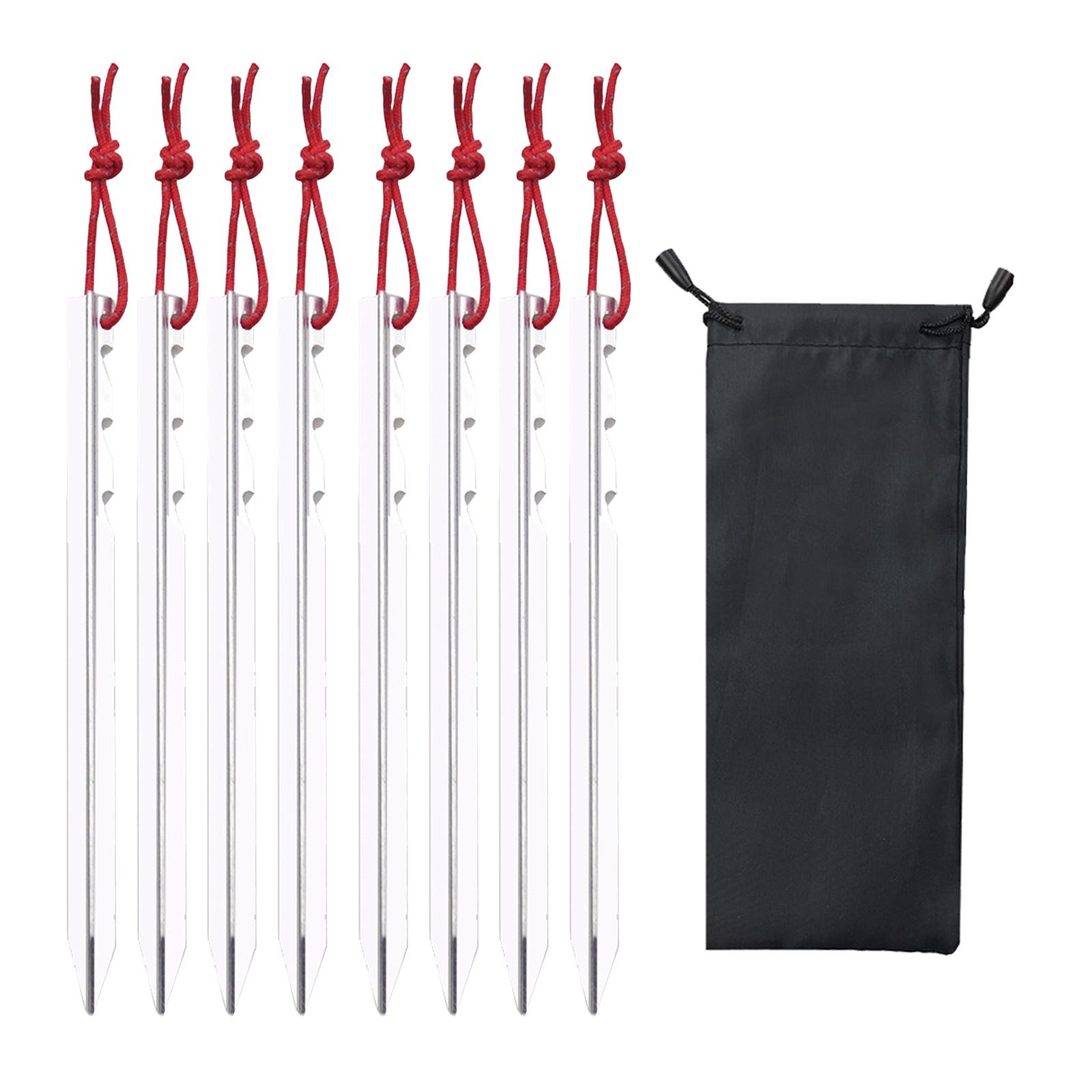 Stakes with Carry Pouch Durable Lightweight Anchors Heavy Duty Tent Ground Pegs for Outdoor Gardening Hiking Tarp