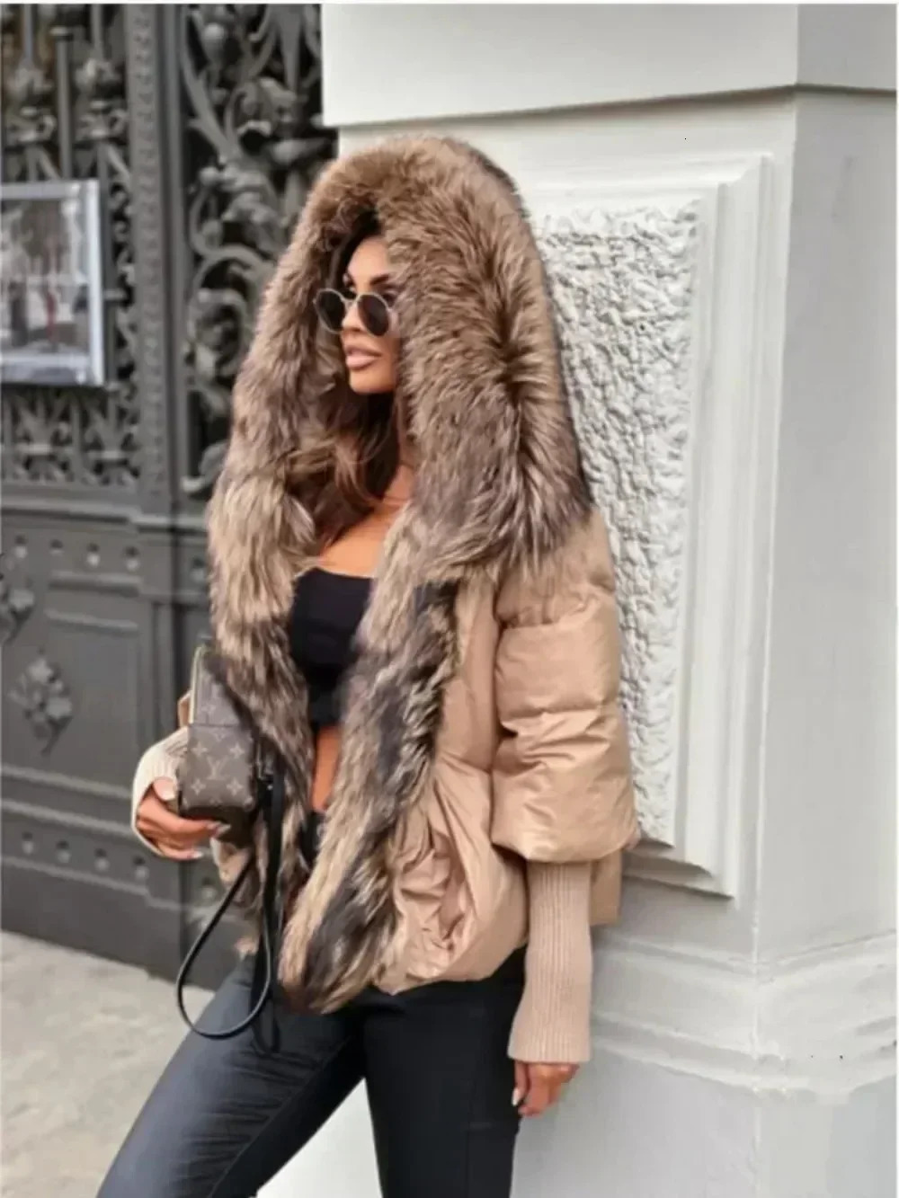Real Fox Fur Coat Hooded Puff Jacket Womens White Duck Down Coat Womens Winter Natural Thick Loose Super Street Clothing 241112