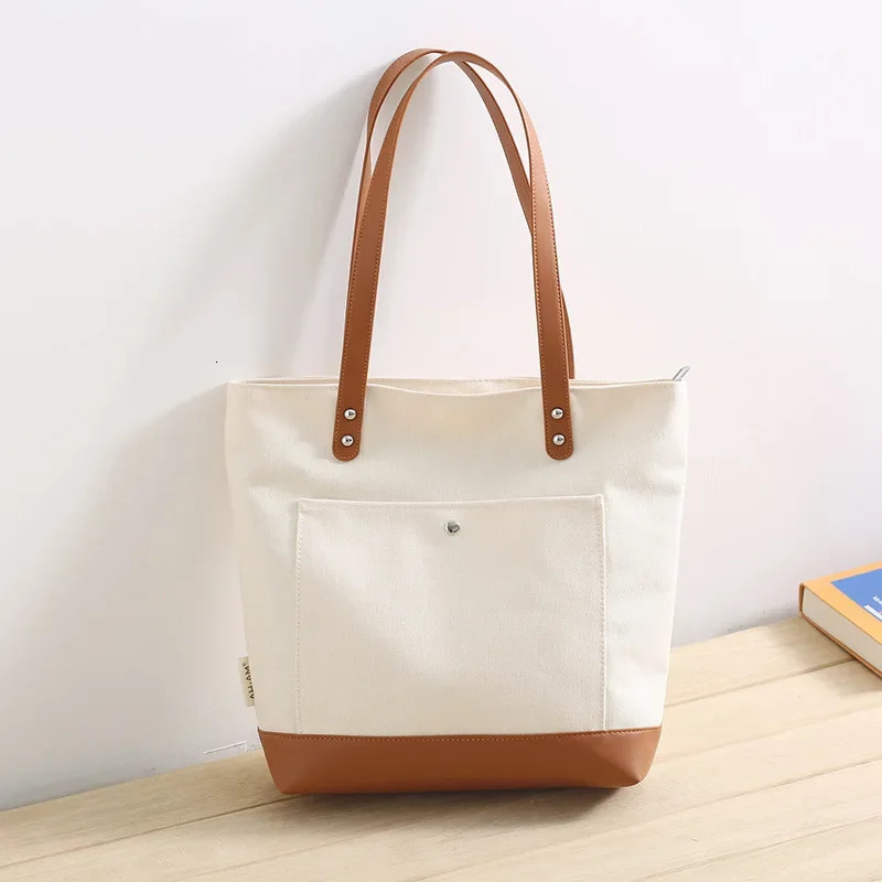 South Korean womens shoulder bag womens handbag college student handbag blank canvas fashionable casual big female shopper 241111