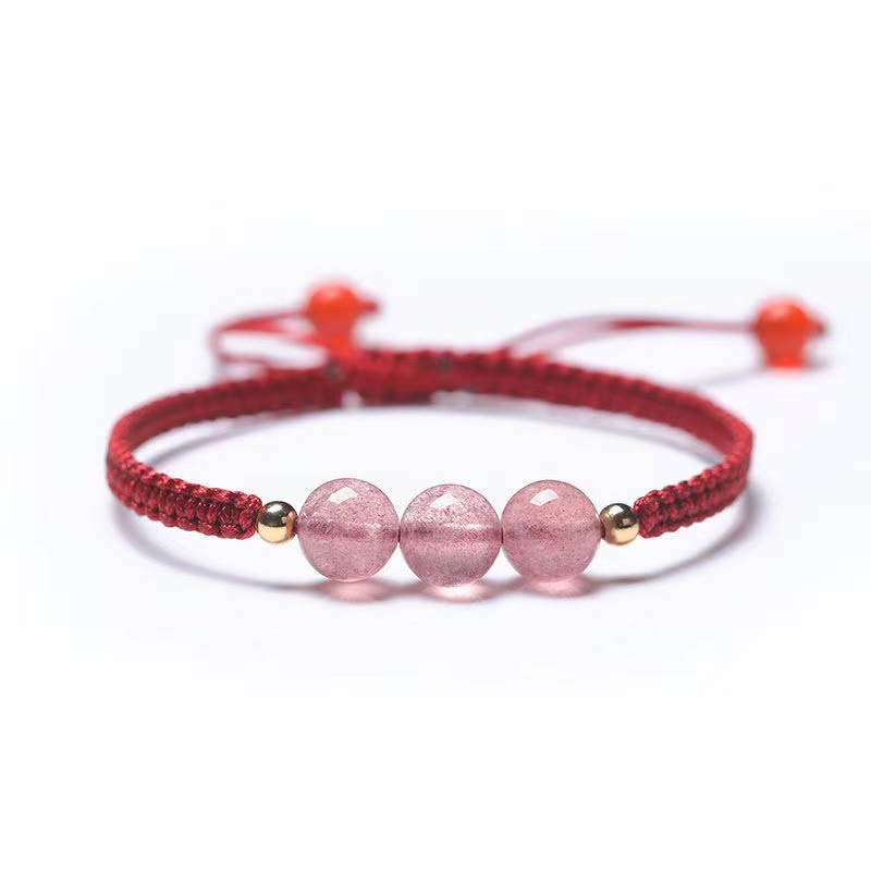 Chinese Style Handmade Strawberry Crystal Couples Bracelet Trendy Design Red Rope for Luck and Love Ideal Gift for Best Friends 8ae3e
