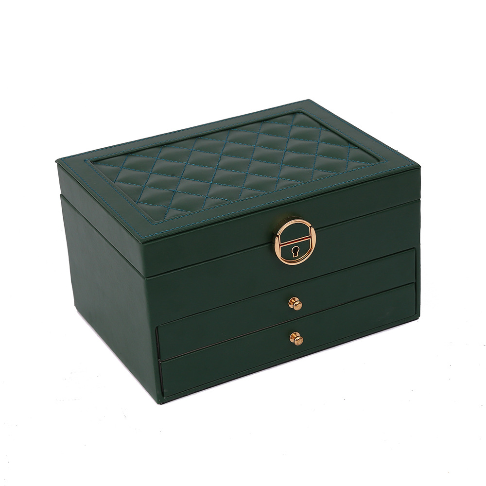 Designer Creative new three-layer solid color simple ring necklace jewelry rhombus storage box wholesale