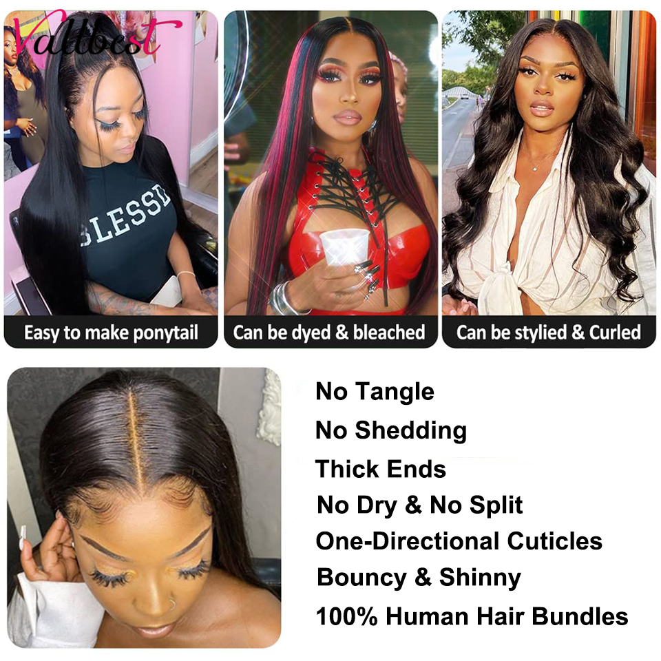 Vallbest Straight Human Hair Bundles Peruvian Hair Bundles Straight Human Hair Extensions 1/3/4 Pcs Straight Bundles Human Hair 409b3