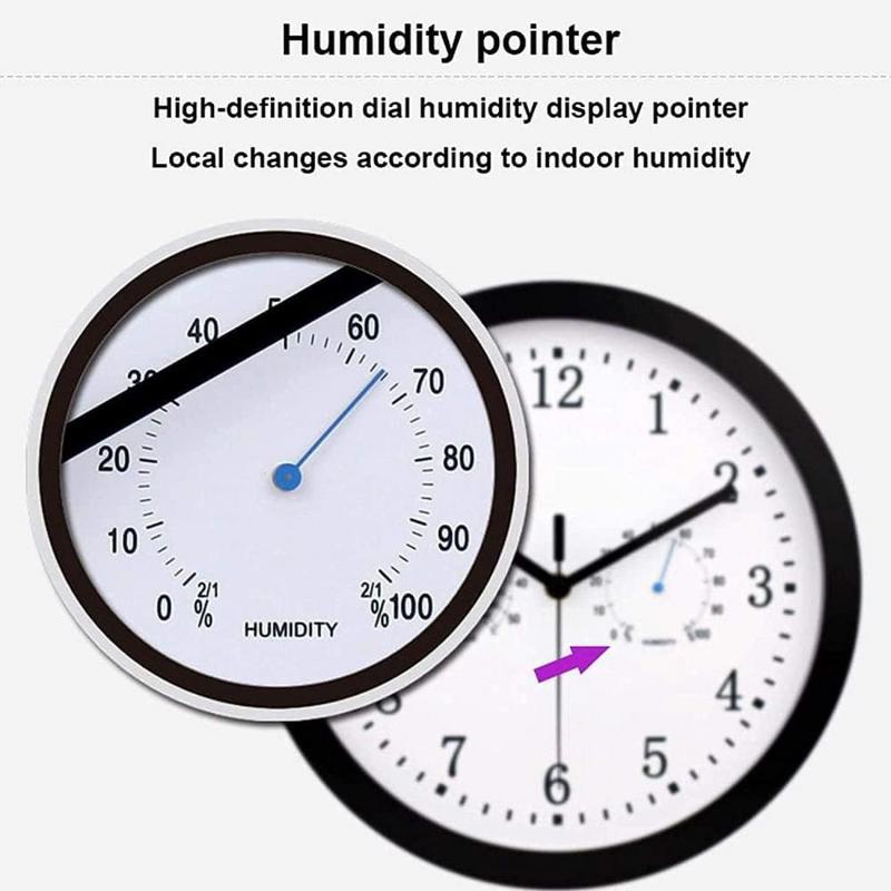Outdoor Clocks Waterproof Outdoor Wall Clock with Hygrometer 10 Inch Silent Round Battery Operated Easy to Read Decorative