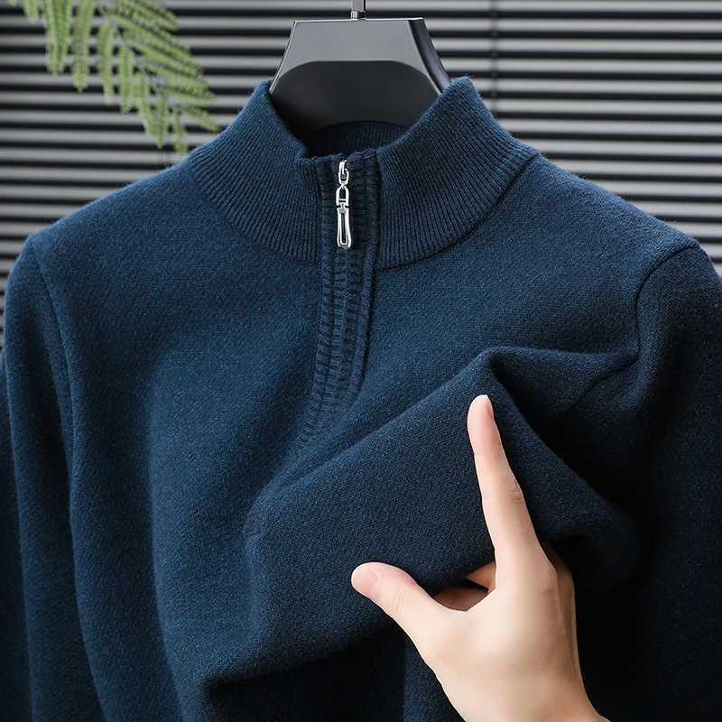 New mens sweaters turtle neck sweaters knitted sweaters solid color long sleeved sweaters mens oversized zippers basic jacket jumpers W2411111