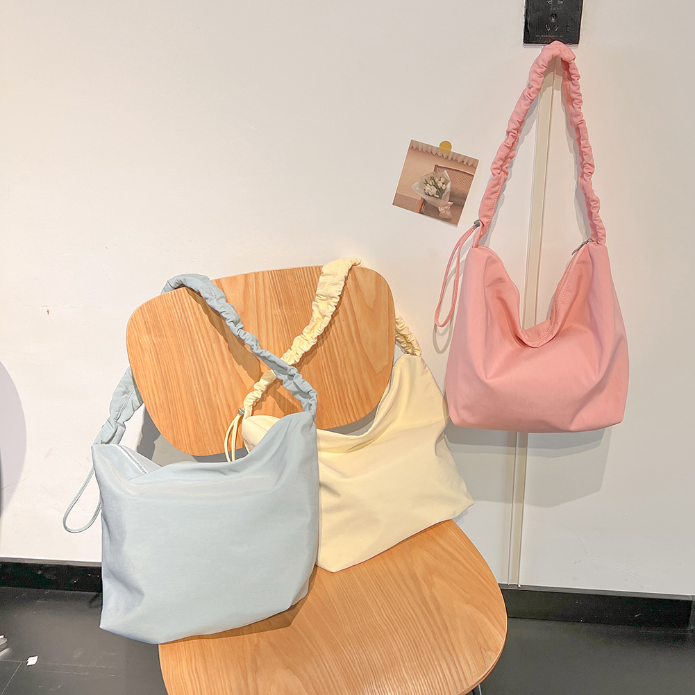 Bag Hobo Women Simple With Ruched Strap Casual Armpit Bag Solid Color Large Capacity ddmysmile Girls Outdoor Leisure Bag Smile