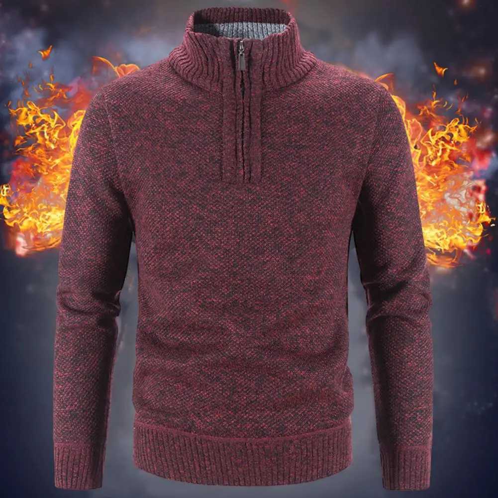 Mens Pullover sweatshirt slim fit casual turtle neck high-quality mens winter thick warm standing collar cardigan 3XL W2411111