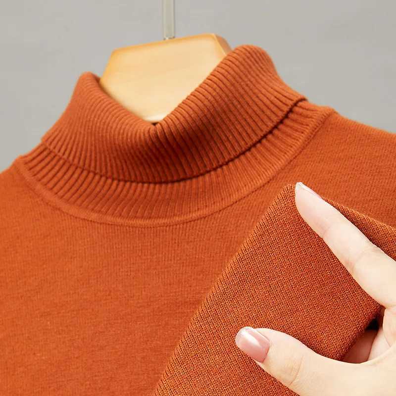 Autumn winter ultra-thin suitable for turtle neck sweater mens solid color warm knit pull-out mens casual knit long sleeved pull-out W2411111