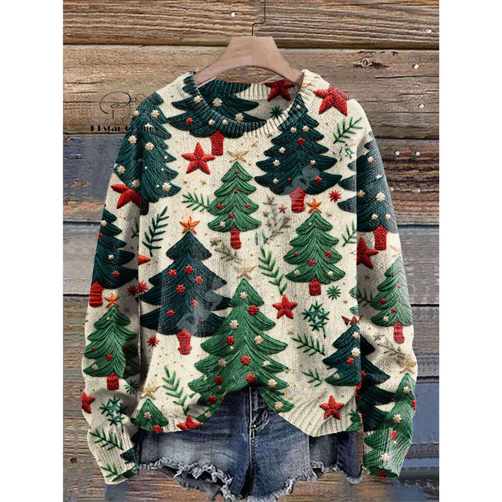 Christmas Santa Claus Cat Dog Graffiti Vintage Retro Winter Ugly Sweater 3DPrint Haruku Pullover Casual Funny Long Sleeves V11