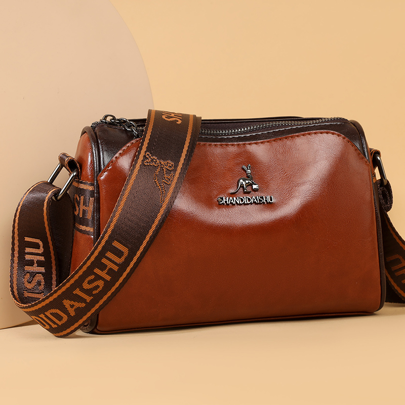 High Quality Oil wax Genuine Leather Messenger Bag Multilayer High Capacity Luxury Shoulder Crossbody Bag Women Handbag Purse