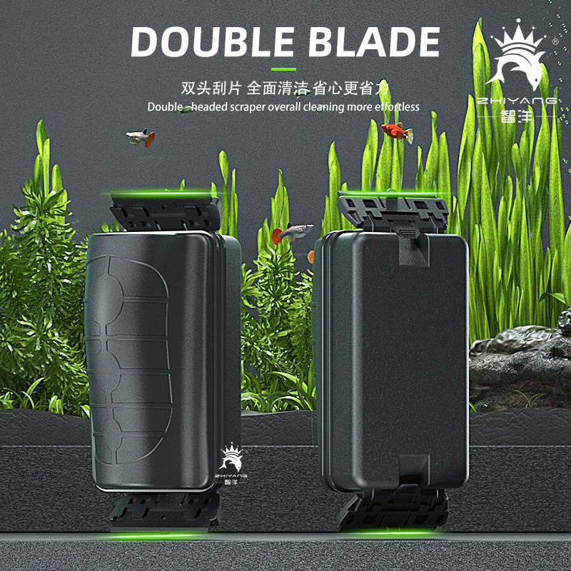 New Magnetic Aquarium Fish Tank Brushes Floating Clean Glass Window Algae Scraper Cleaner Brush Aquarium Accessories Two Blades