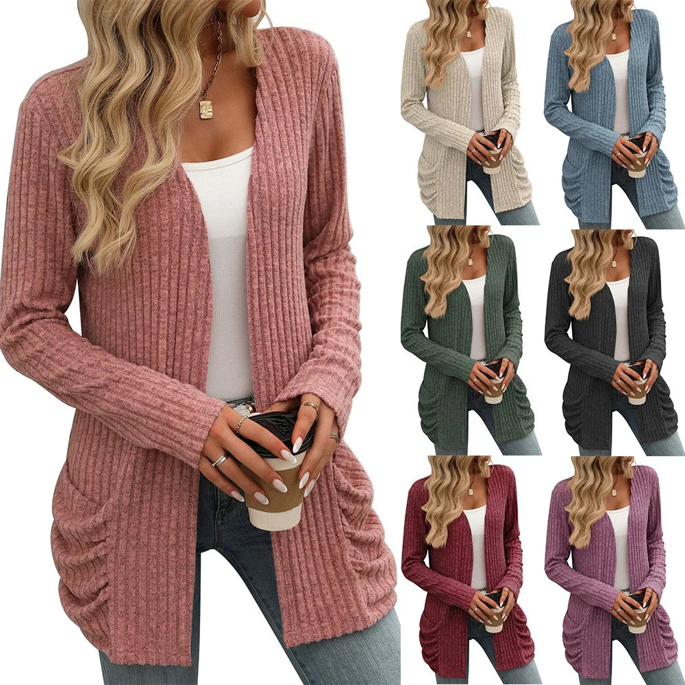 Solid Color Casual Loose Cardigan For Women 2024 Autumn Winter Fashion Womens Oversize Knitted Sweater Vintage Female Knitwears 241108