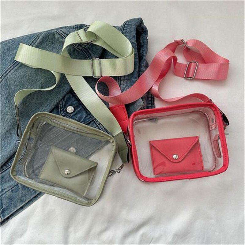 Women Transparent PVC Clear Purse Crossbody Beach Bagwith Wallet Shoulder Bags with Removable Strap Stadium Approved Bags 2023