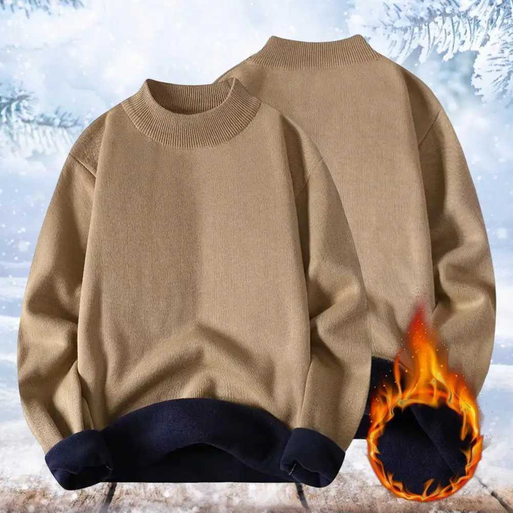 Autumn and Winter Mens Half Collar Solid Color Wool Sweater Top Soft Long Sleeve Warm Sweater Mens Wear W2411111