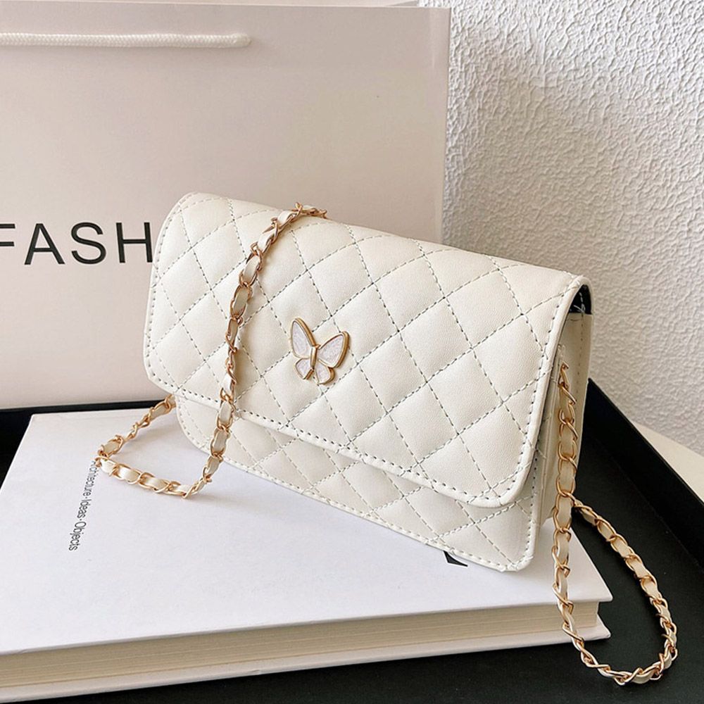 Classic Style Plaid Chain Bag Fashion PU Leather Shoulder Bags Women Trendy All-Match Crossbody Handbag Korean Style Mini Pouch
