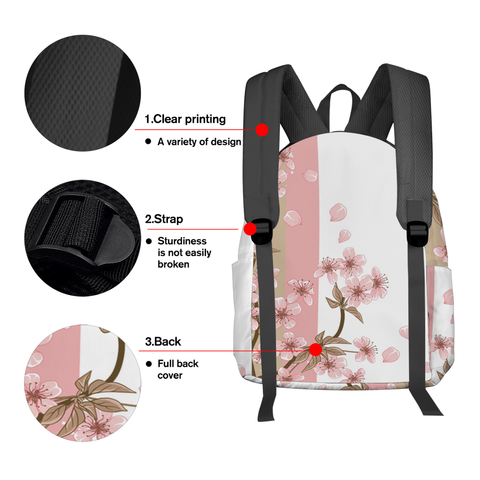 Peach Blossom Leaves Falling Feminina Backpacks Teenagers Student School Bags Laptop Backpack Men Women Female Travel Mochila f0eda