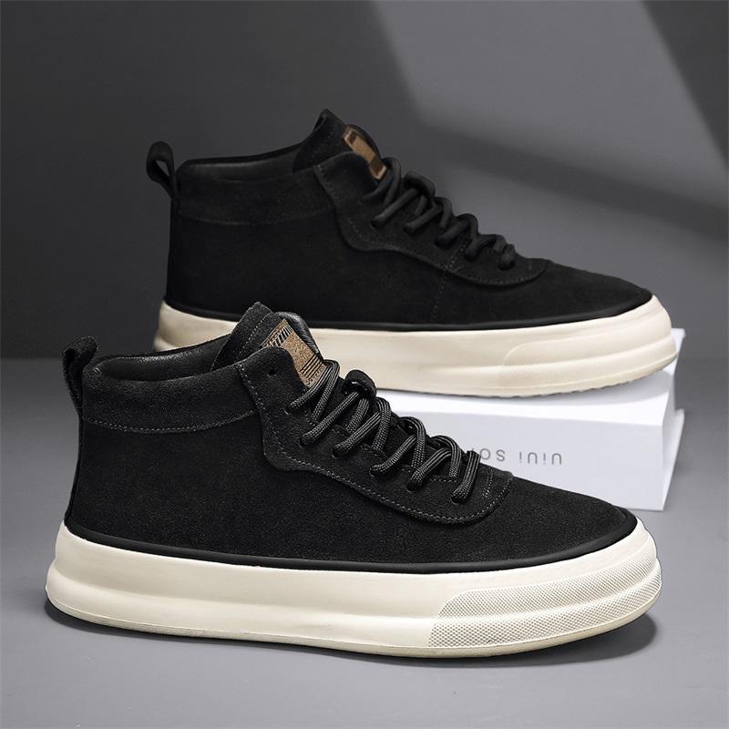 Men's Casual Shoes:2024 New Leather Waterproof Wear-resistant Thick Sole Increase Height Popular Versatile,Black/Khaki/Coffee,Free shipping a632