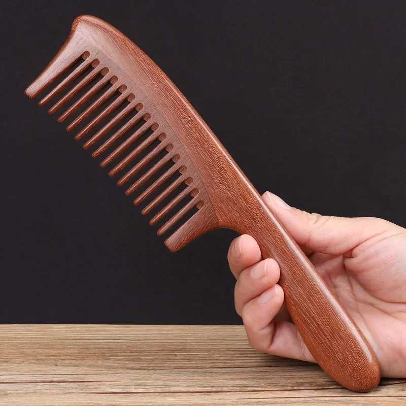 Hair comb anti-static and natural fragrance handmade wooden buffalo horn comb wide toothed comb W241112