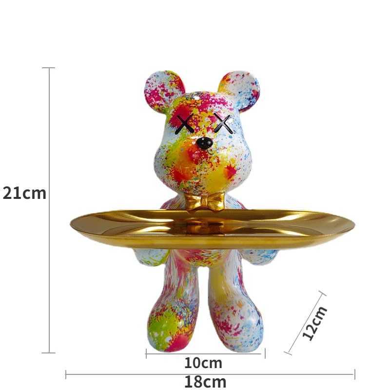 Decorative Objects Figurines Bear statue with tray storage animal handicraft resin sculpture keys sundries snacks storage tray table top decorations. 