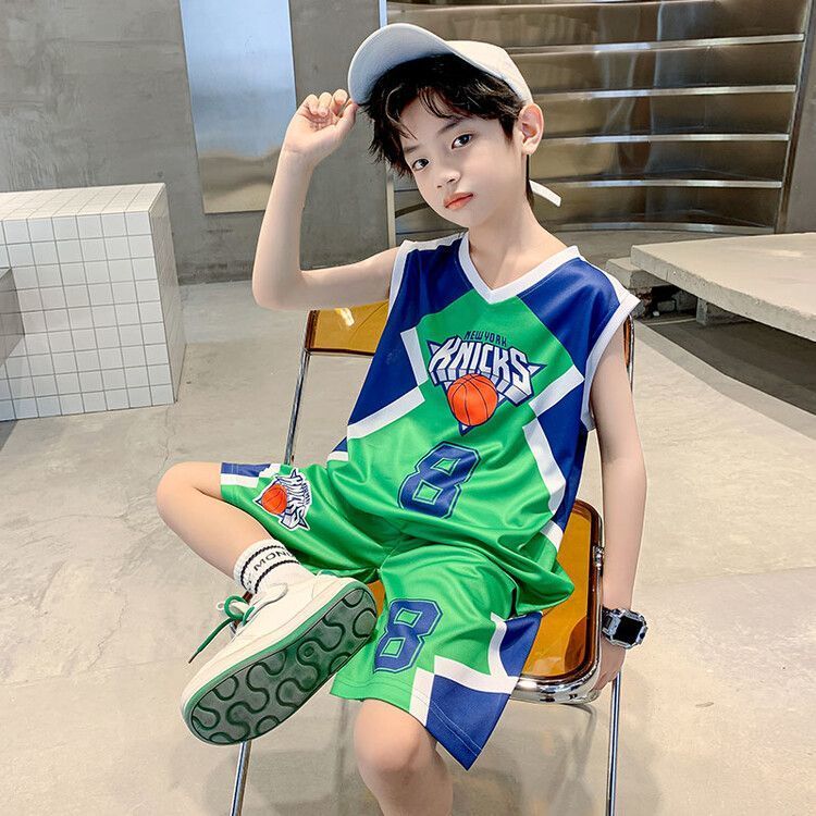 Kids Quick-drying New Boys Girls No.8 Basketball Summer Vest Jersey Children's Sports Short Sleeve Suit Tide