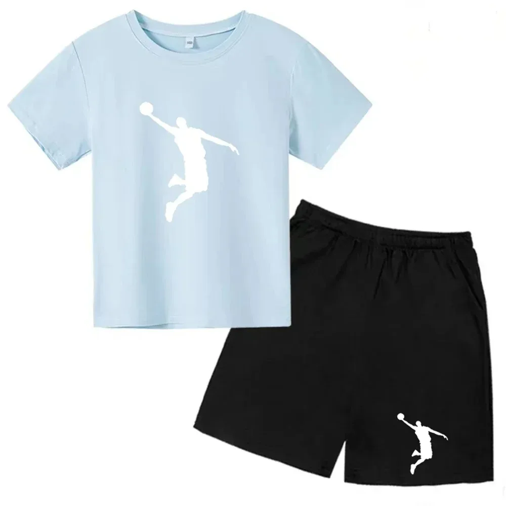 Boys Girls Children's T-shirt Set Summer Kids Tshirts +Shorts Sports Short Sleeve Casual Wear 4-14 Year Old Children's Clothing