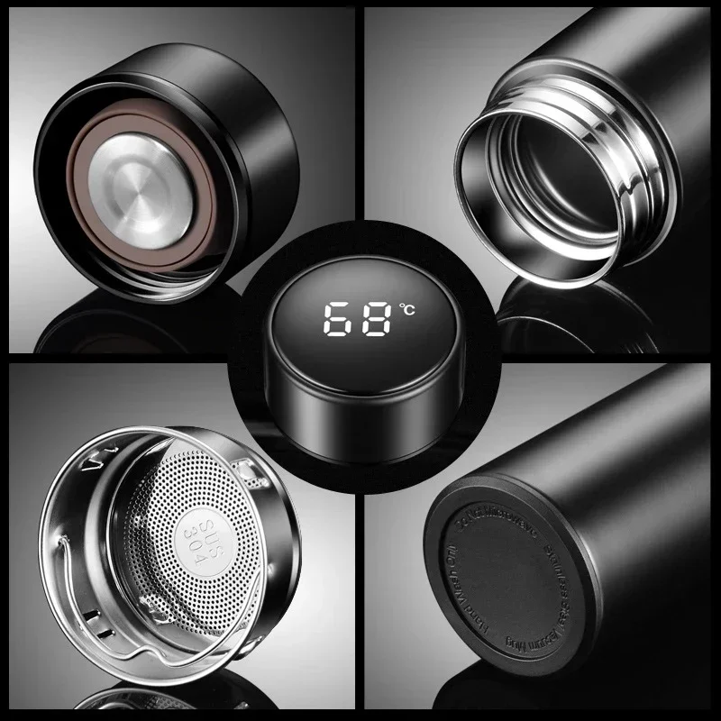 Car Thermoses Water Bottle Portable Travel Mug with Smart LCD for Mercedes Benz AMG CLA CLK CLS SLC SLK Auto