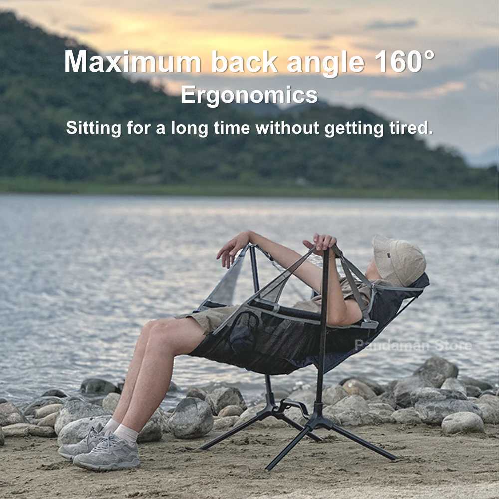 Portab Outdoor Cam Swinging Rocking Lightweight Durab Stab Folding Chair Breathable Mesh Seat Cool Summer ChairW241111