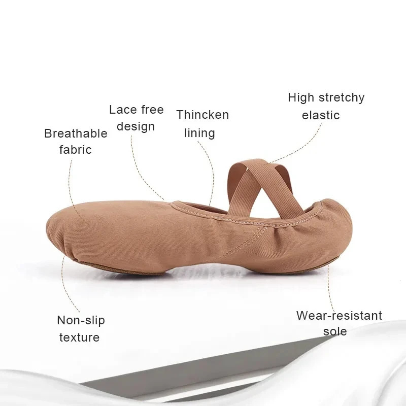 Girls ballet elastic soft sole professional canvas slider ballet shoes ballet flat bottomed elastic canvas split soft sole 241111